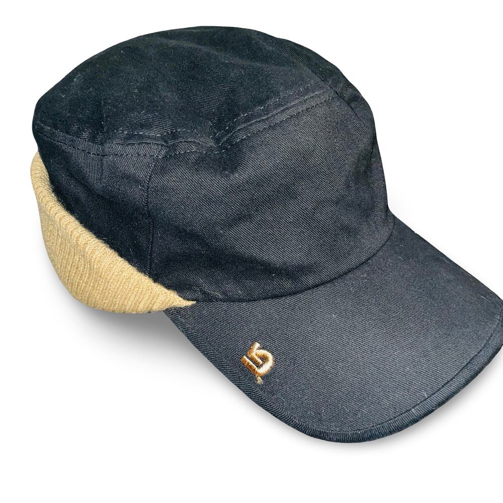 Burton Mens Military Cadet Hat S/M Black Tan Snowboard Style Jacquard Lining Cap - Picture 5 of 9